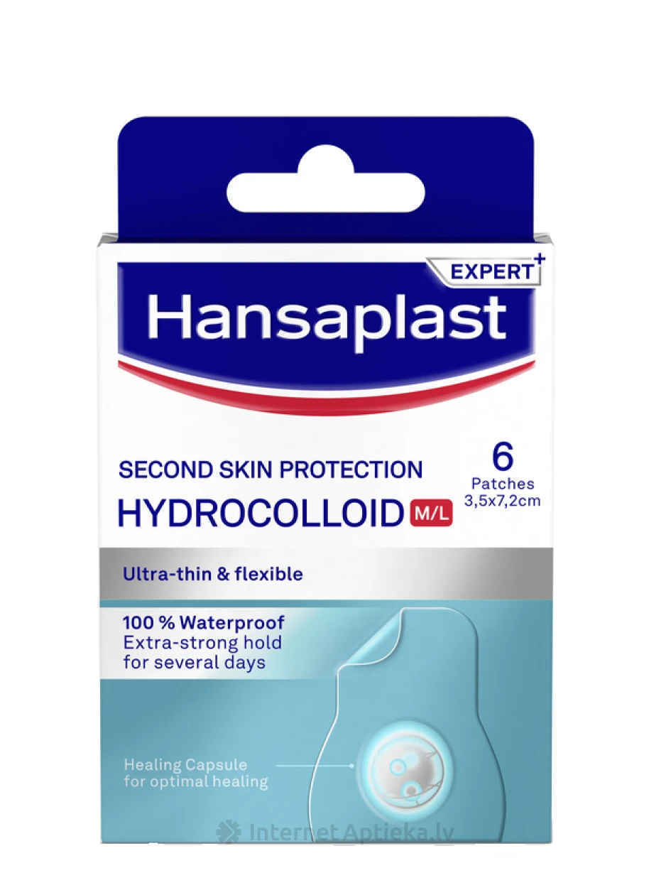 Hansaplast Second Skin Protection гидроколлоидные пластыри, 6 шт. | internetaptieka.lv