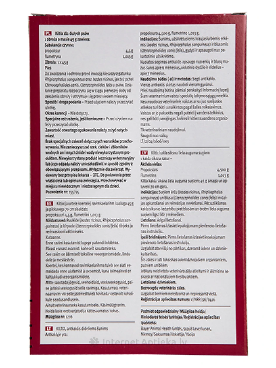 Kiltix kaelarihm kirpude, puukide vastu suurtele koertele, 70 cm, 1 tk. | internetaptieka.lv