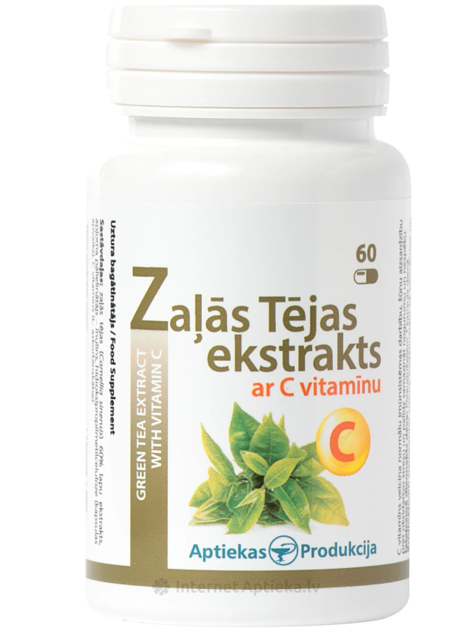 Zaļās tējas ekstrakts ar C vitamīnu, 60 kapsulas | internetaptieka.lv