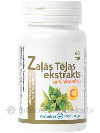 Zaļās tējas ekstrakts ar C vitamīnu, 60 kapsulas | internetaptieka.lv