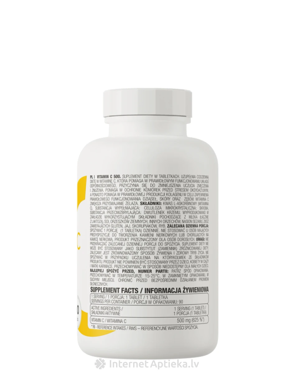 OstroVit Vitamin C 500 mg tabletes, 90 gb. | internetaptieka.lv