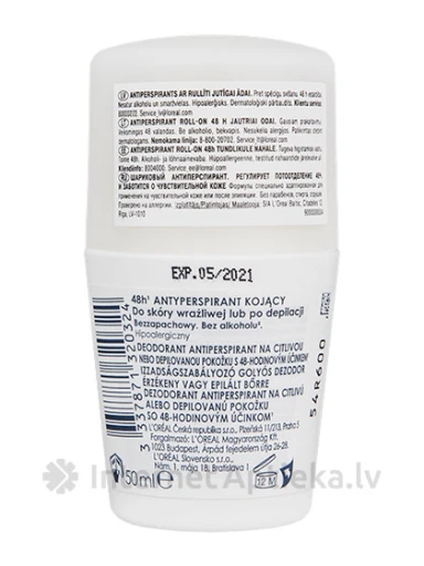 Vichy dezodorants ar rullīti jūtīgai ādai, 50 ml | internetaptieka.lv
