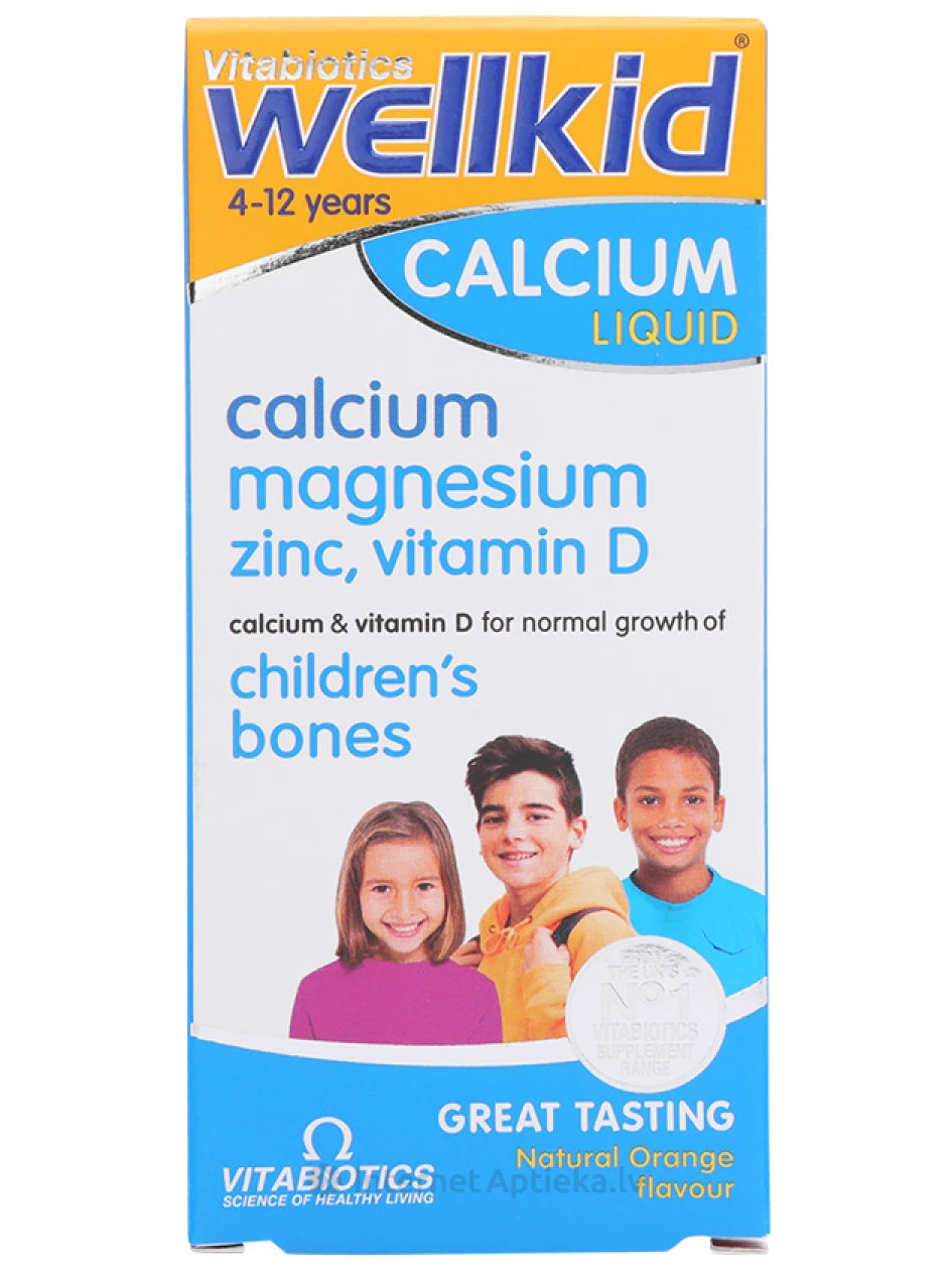 Vitabiotics Wellkid жидкий кальций со вкусом апельсина, 150 мл | internetaptieka.lv