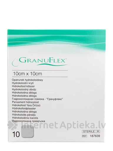 Granuflex гидроколлоидная повязка 10 см х 10 см, 10 шт. | internetaptieka.lv