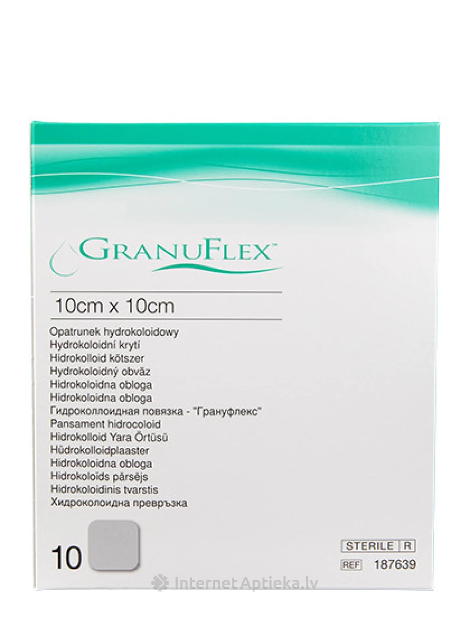 Granuflex hidrokoloīds pārsējs 10 cm x 10 cm, 10 gb | internetaptieka.lv
