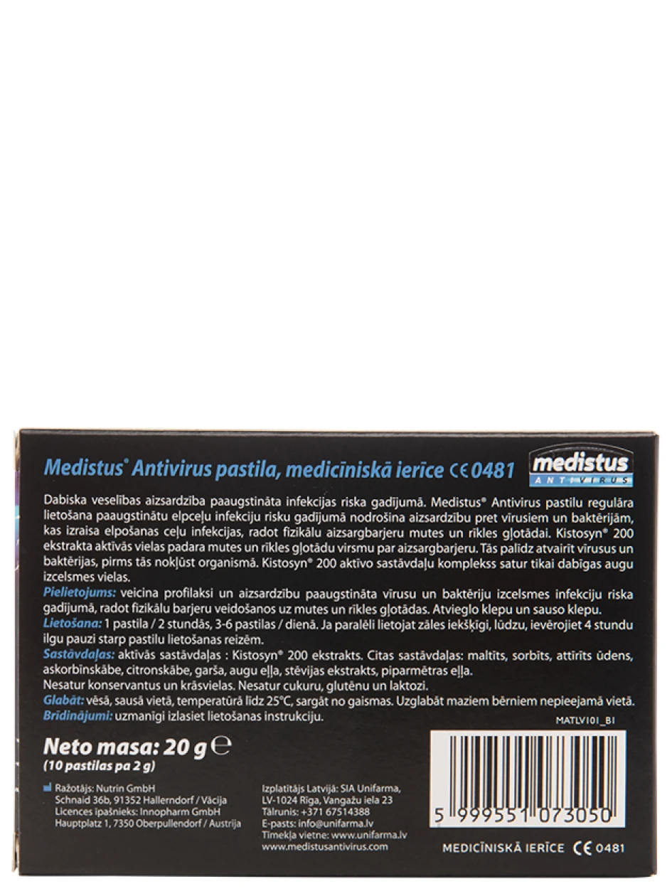 Medistus viirusetõrje, 10 pastilli | internetaptieka.lv