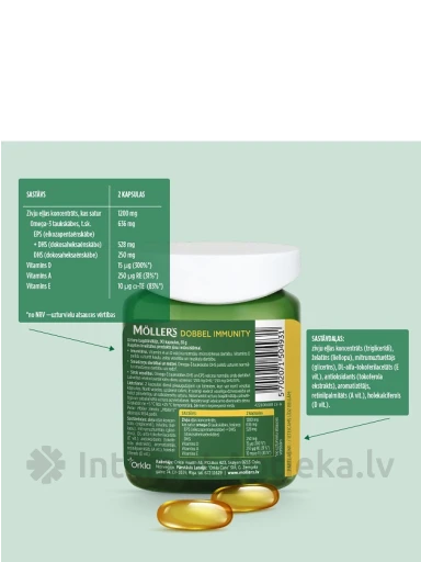 Möller’s zivju eļļa Dobbel Immunity, 90 kapsulas | internetaptieka.lv