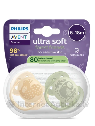 Philips Avent Соска-пустышка Ultra Soft 6-18 месяцев, 2 шт. | internetaptieka.lv