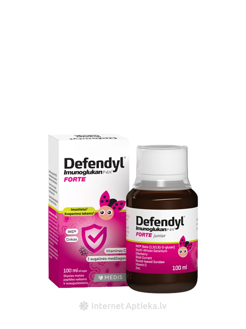 Defendyl-Imunoglukan P4H Forte junior для иммунитета, 100 мл | internetaptieka.lv