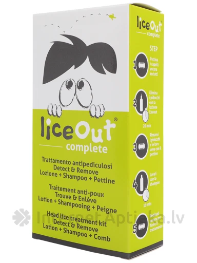 LiceOut pretutu komplekts (losjons + šampūns + ķemme), 1 gb. | internetaptieka.lv