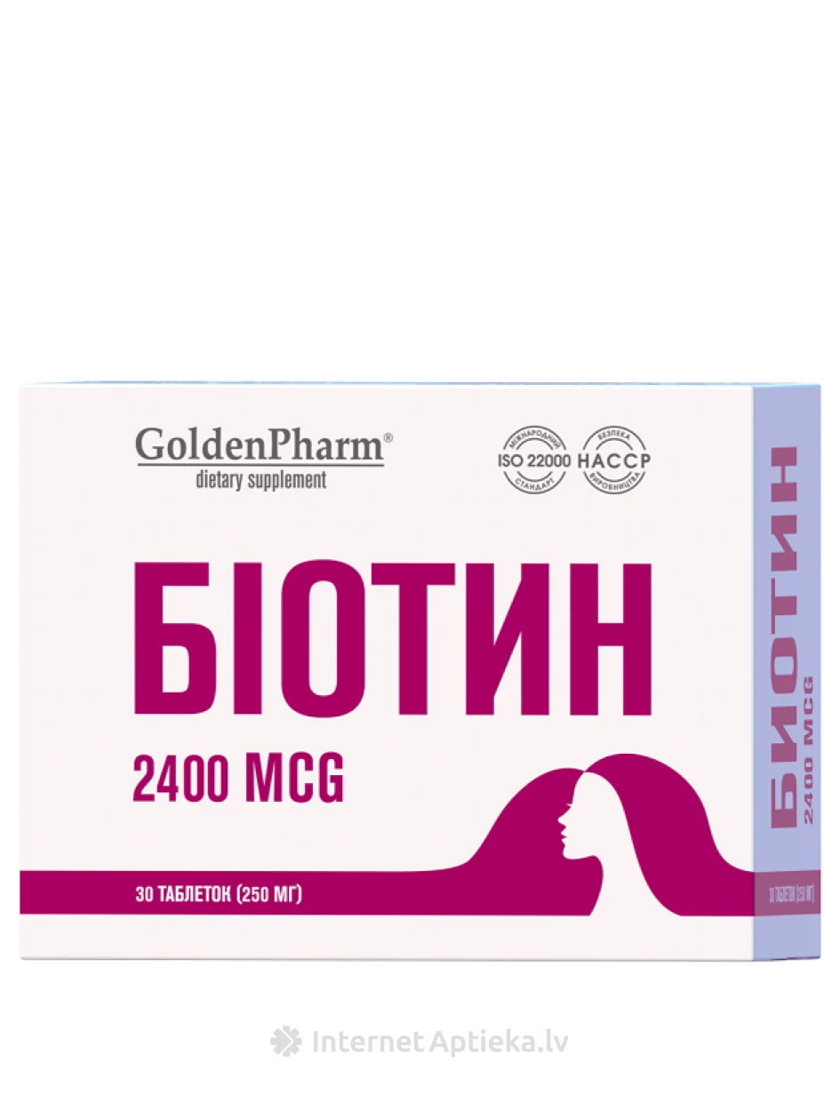 Golden Pharm Биотин 250 мг, 30 таблеток | internetaptieka.lv