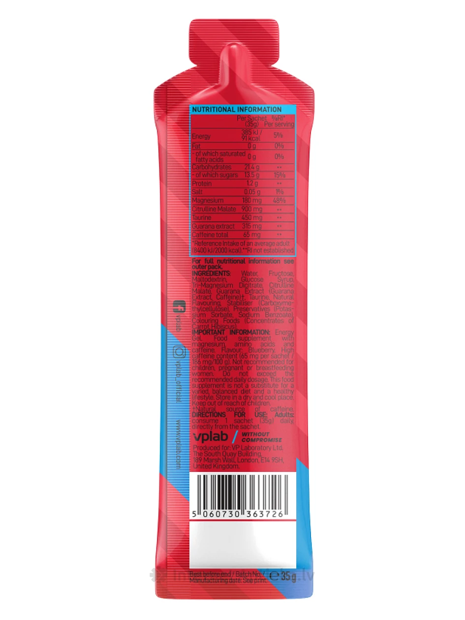 VPLab Energy geel mustika maitsega, 35 g | internetaptieka.lv