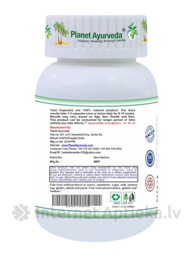 Planet Ayurveda® Tulsi Organic, 60 kapsulas | internetaptieka.lv