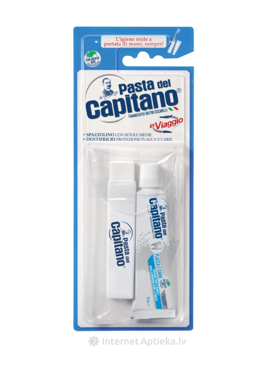 Pasta del Capitano reisikomplekt (hambahari + hambapasta), 25 ml | internetaptieka.lv