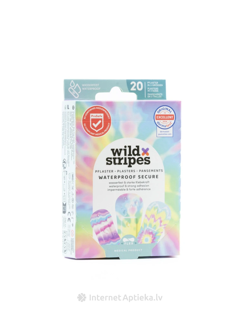 Wild Stripes Waterproof Secure Rainbow Пластыри, 20 шт | internetaptieka.lv