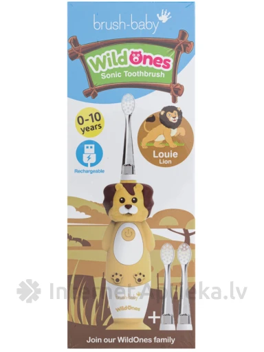 Brush-baby WildOne Lion uzlādējama soniskā zobu birste 0-10 gadiem | internetaptieka.lv