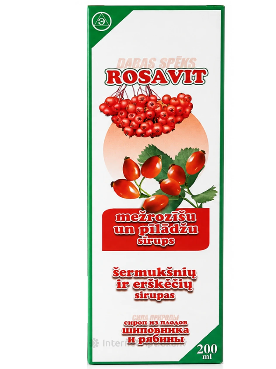 Rosavit sīrups ar mežrozīšu un pīlādžu ekstraktu, 200 ml | internetaptieka.lv