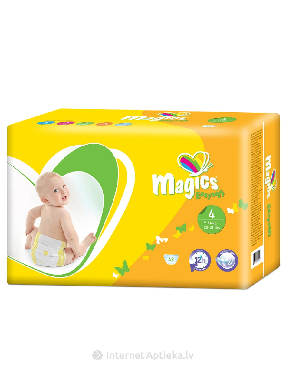Magics Easysoft Maxi 9-14кг детские подгузники, 48 шт. | internetaptieka.lv