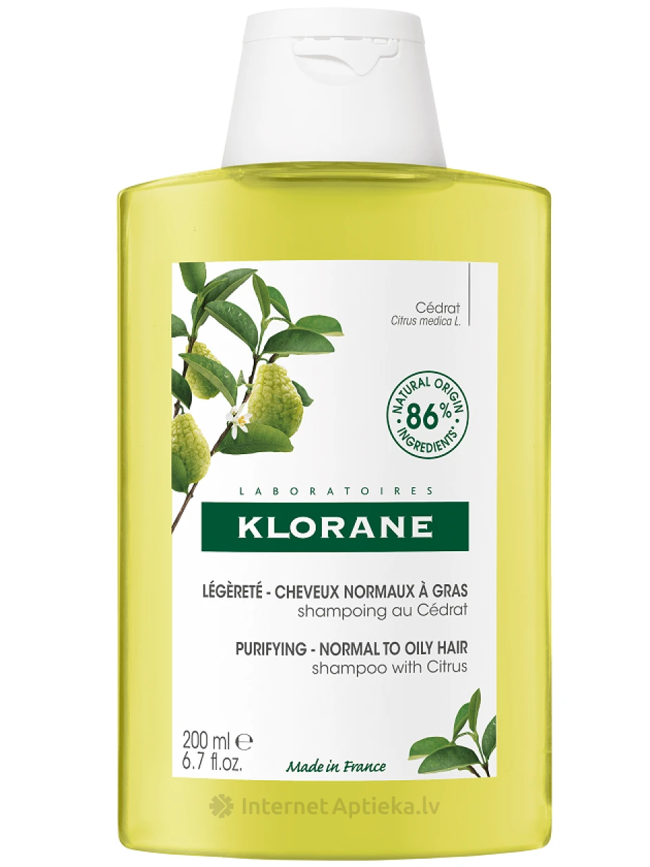 KLORANE šampoon tsitruselistega, 200 ml | internetaptieka.lv