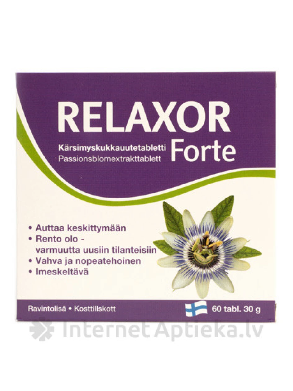 Relaxor Forte kannatuslille ekstrakti tabletid, 60 tabletti | internetaptieka.lv
