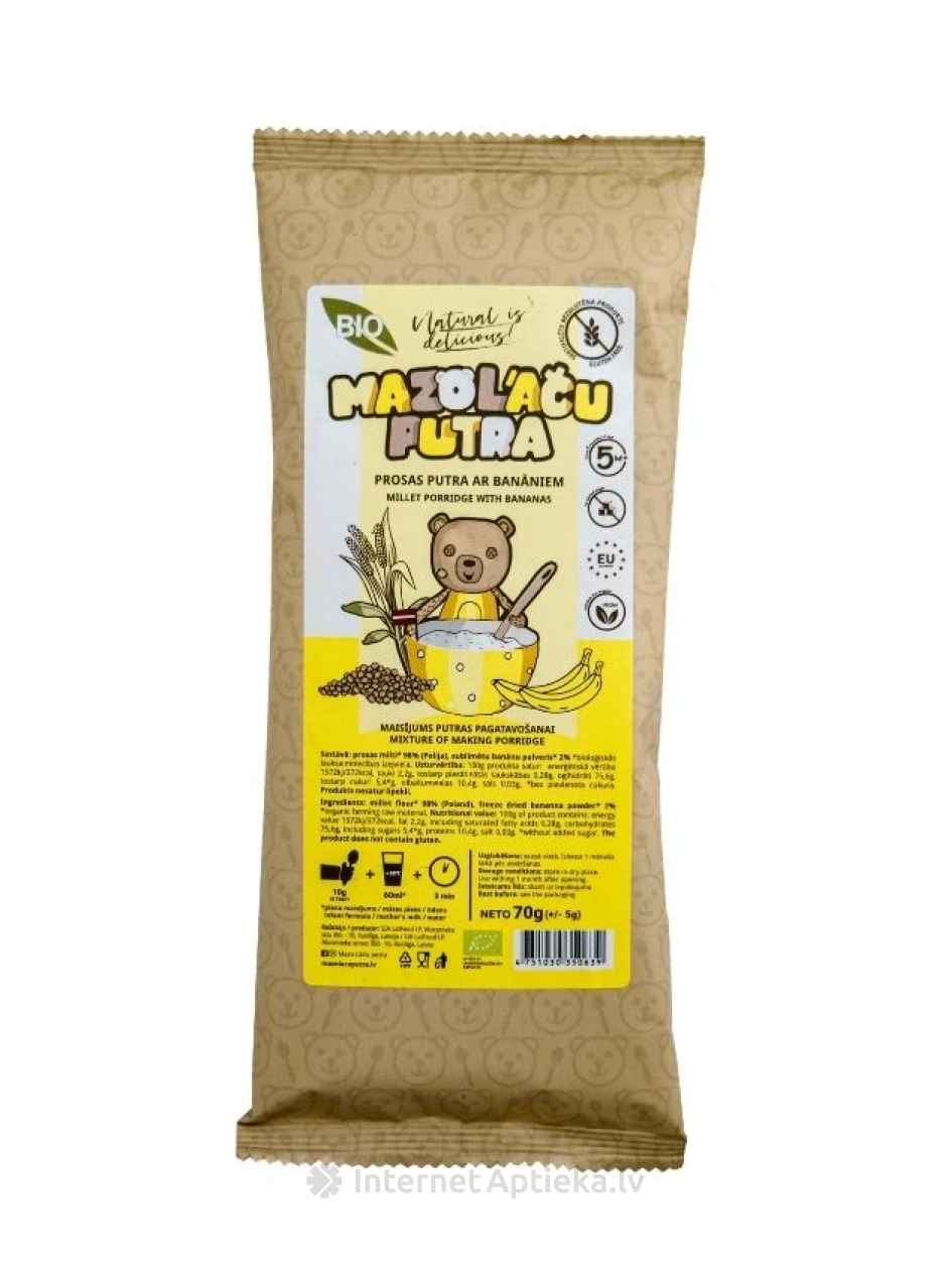 Mazo Lāču Putra Hirsipuder banaanidega 5+ (gluteenivaba), 70 g | internetaptieka.lv