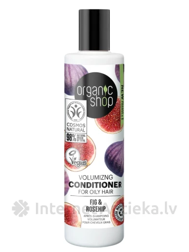 ORGANIC SHOP Apimtį suteikiantis kondicionierius riebalams plaukams su figomis ir erškėtuogėmis, 280 ml | internetaptieka.lv