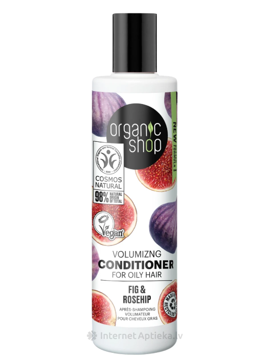 ORGANIC SHOP Apimtį suteikiantis kondicionierius riebalams plaukams su figomis ir erškėtuogėmis, 280 ml | internetaptieka.lv
