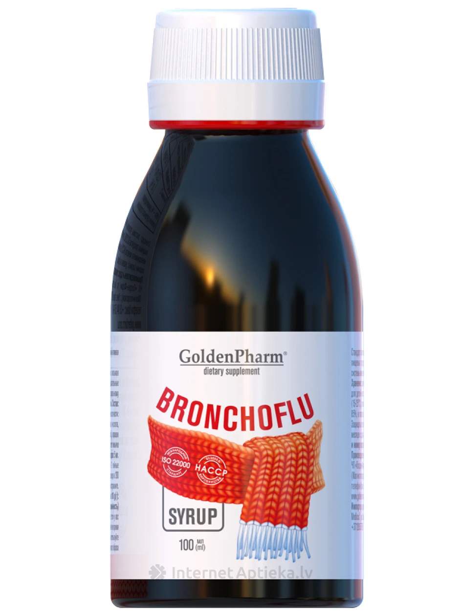 Golden Pharm Bronchoflu sīrups, 100 ml | internetaptieka.lv