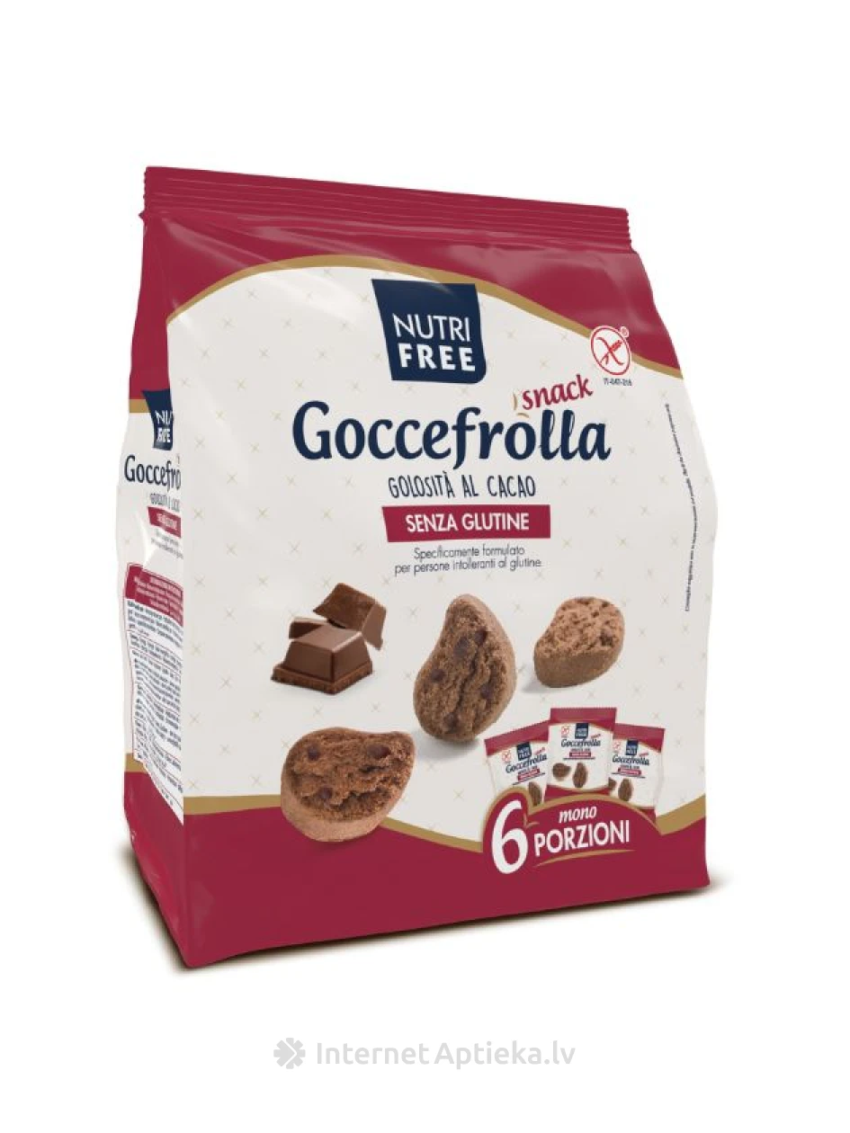 NUTRIFREE bezglutēna smilšu mīklas kakao cepumi ar šokolādes gabaliņiem, 240 g | internetaptieka.lv