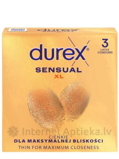 Durex Sensual XL Prezervatīvi, 3 gb. | internetaptieka.lv