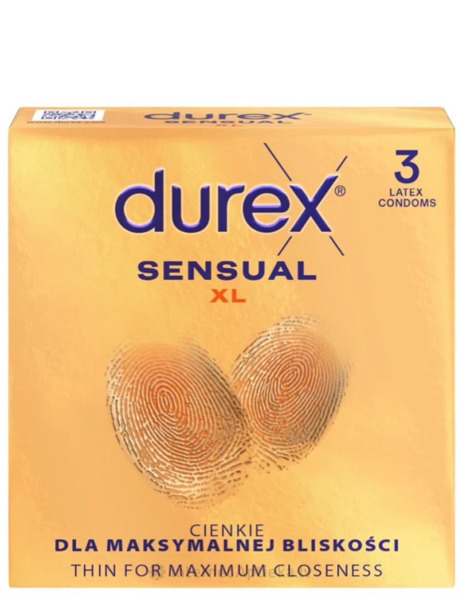 Durex Sensual XL Prezervatīvi, 3 gb. | internetaptieka.lv