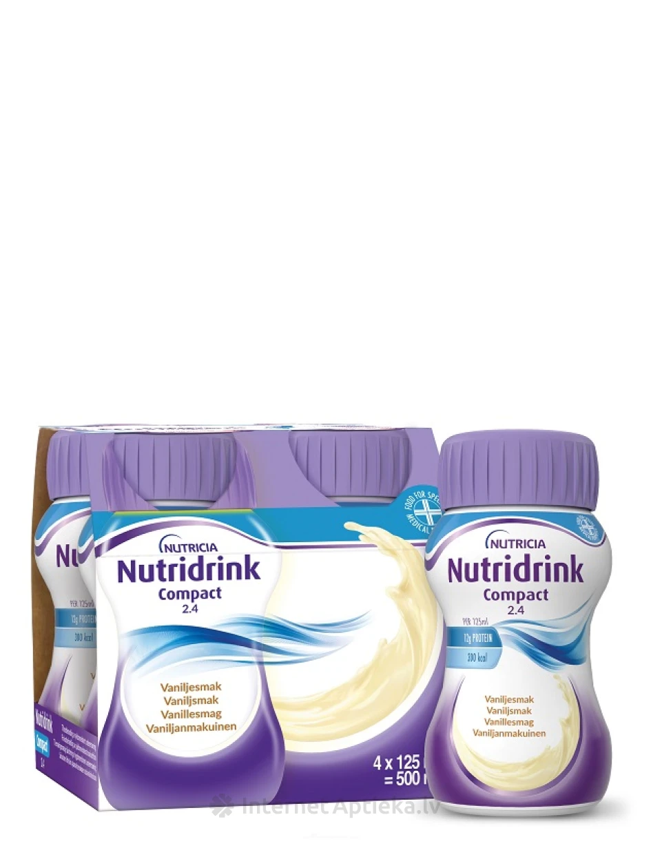 NUTRICIA Nutridrink® Compact ar vaniļas garšu, 4 x 125 ml | internetaptieka.lv