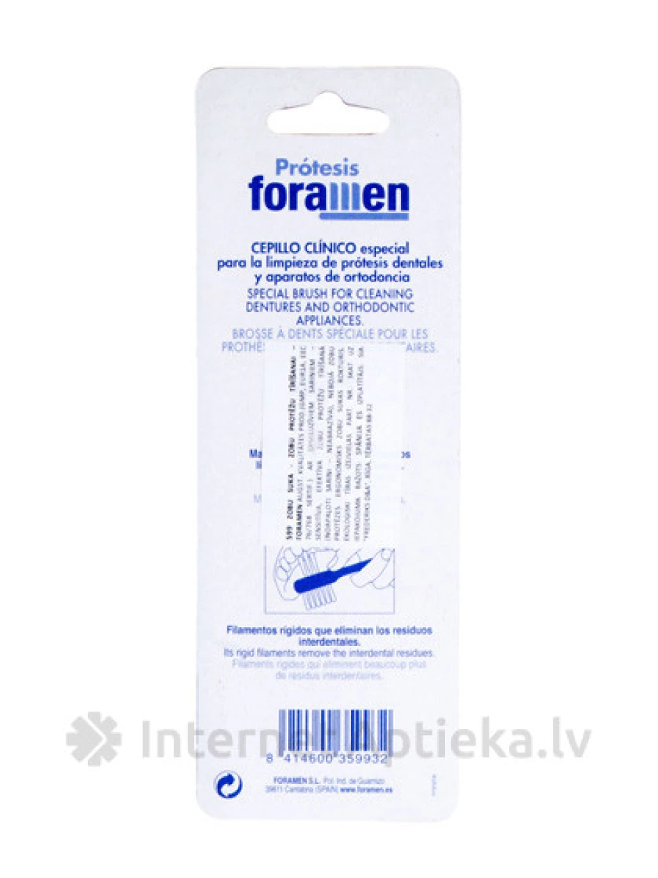 Foramen Denture Brush zobu suka protēzēm, 1 gb. | internetaptieka.lv