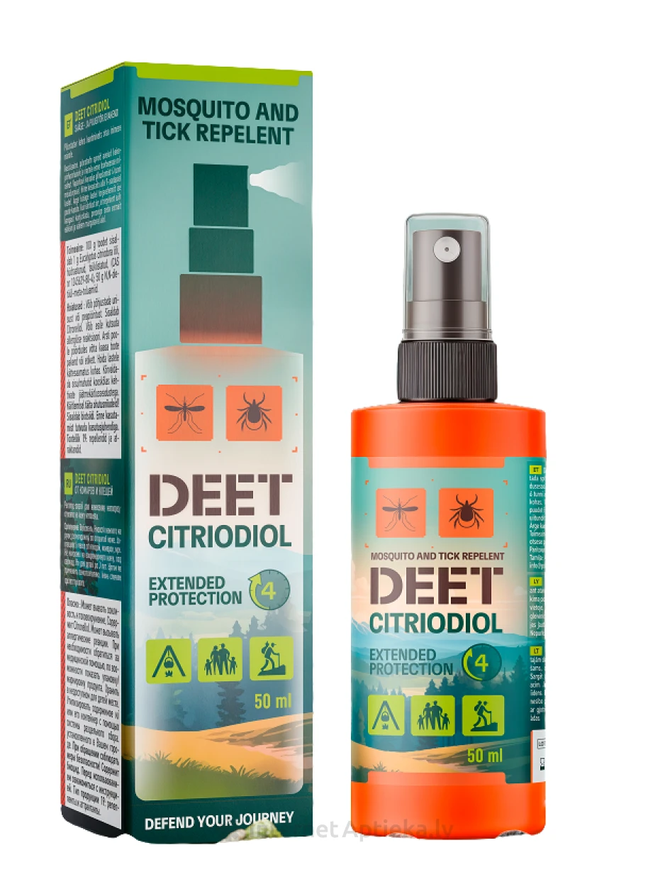 DEET 15 + CITRIODIOL 15 Спрей-репеллент от насекомых, 50 мл | internetaptieka.lv