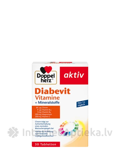 Doppelherz Aktiv Diabevit Vitamīni + Minerālvielas, 30 tabletes | internetaptieka.lv