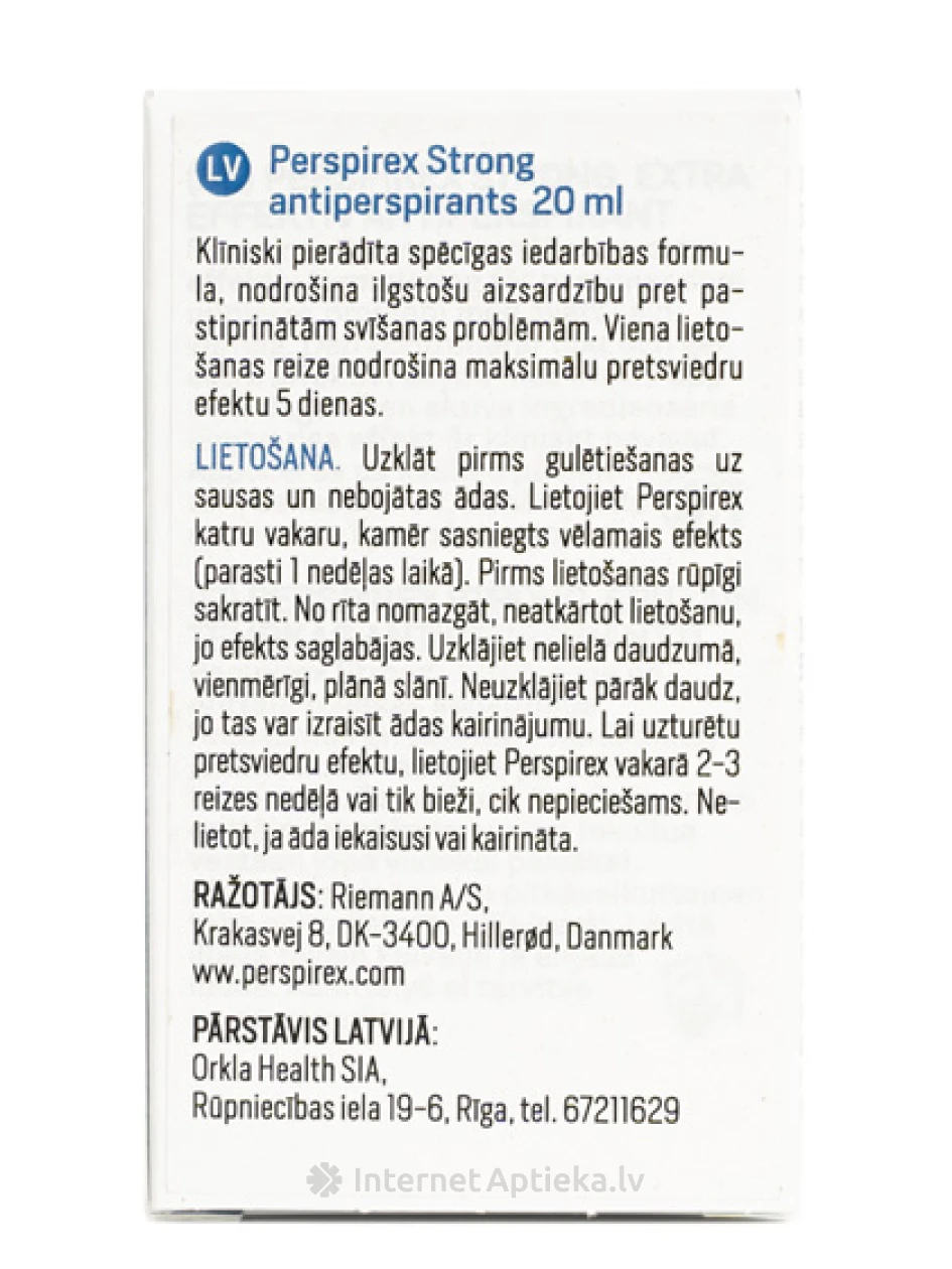 Perspirex Roll-On Strong Шариковый антиперспирант, 20 мл | internetaptieka.lv