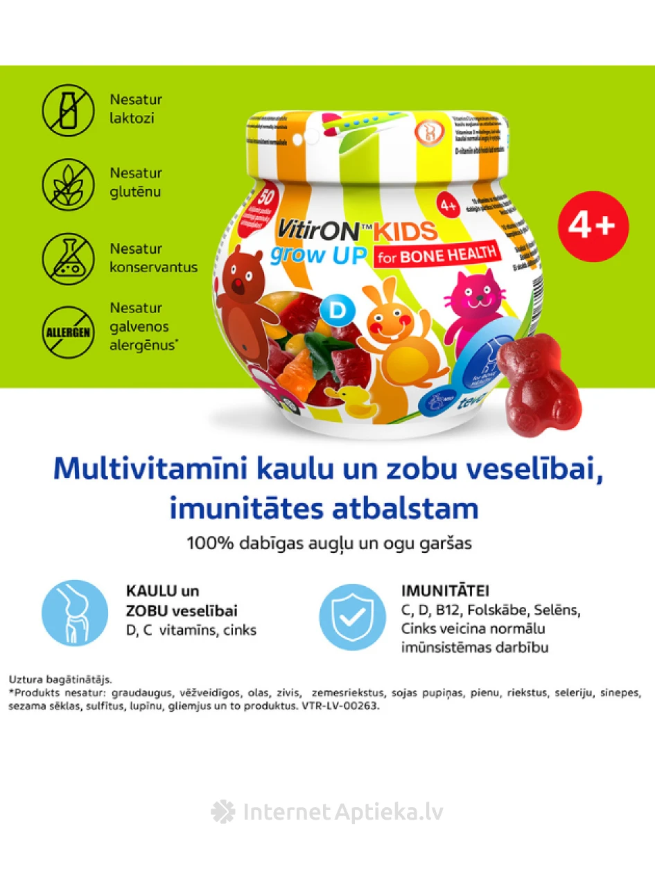 Vitiron kids grow up luude tugevdamiseks, 50 pastilli | internetaptieka.lv