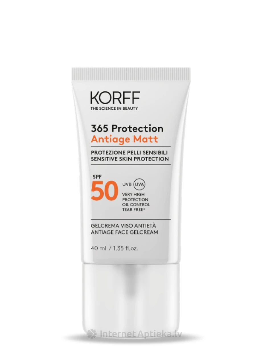 KORFF 365 PROTECTION SPF50+ ANTIAGE MATT gelveida krēms, 40 ml | internetaptieka.lv