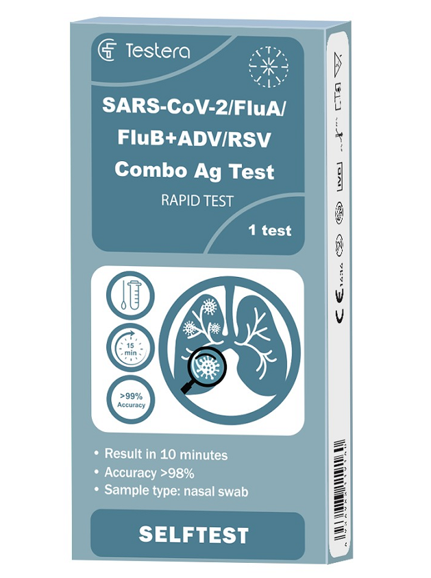 5in1 SARS-CoV-2/FluA/FluB+ ADV/RSV antigēnu kombinācijas ātrās