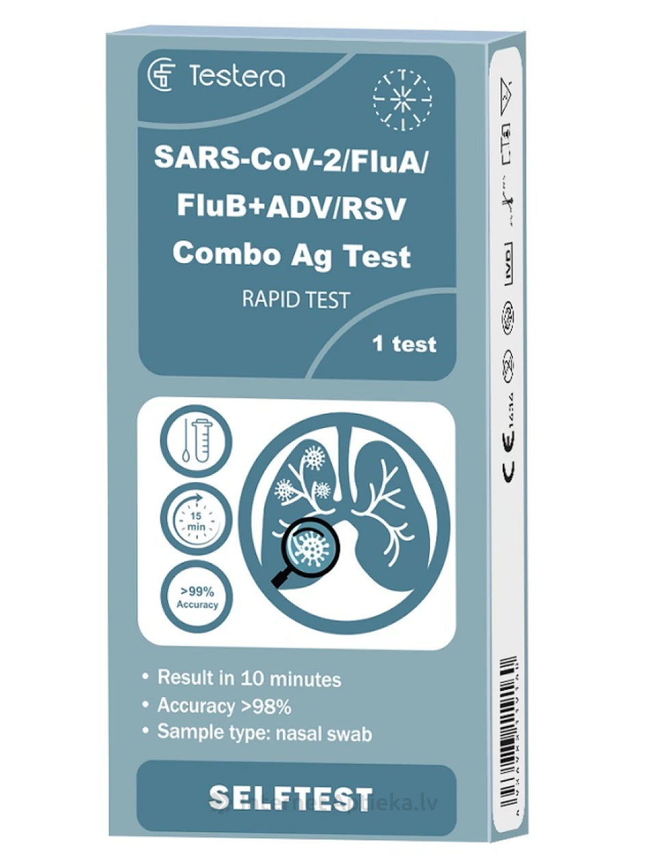 5in1 SARS-CoV-2/FluA/FluB+ ADV/RSV antigēnu kombinācijas ātrās testēšanas komplekts (LFIA) | internetaptieka.lv