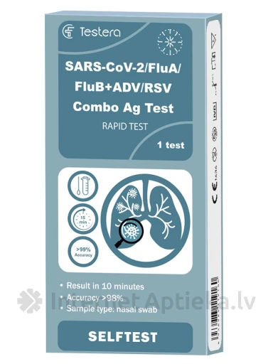 Набор для быстрого тестирования комбинации антигенов SARS-CoV-2/FluA/FluB+ ADV/RSV | internetaptieka.lv