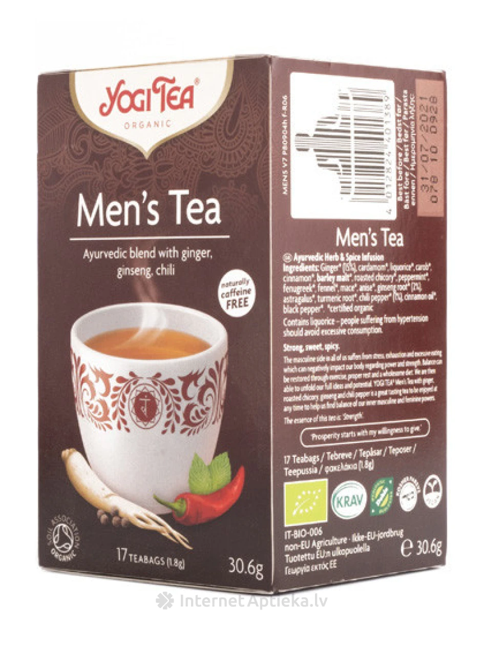 Чай Yogi Men’s, 30.6 г | internetaptieka.lv