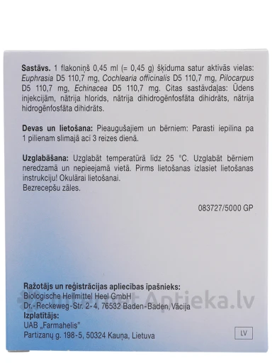 Oculoheel acu pilieni, 0.45 ml x 15 gab. | internetaptieka.lv