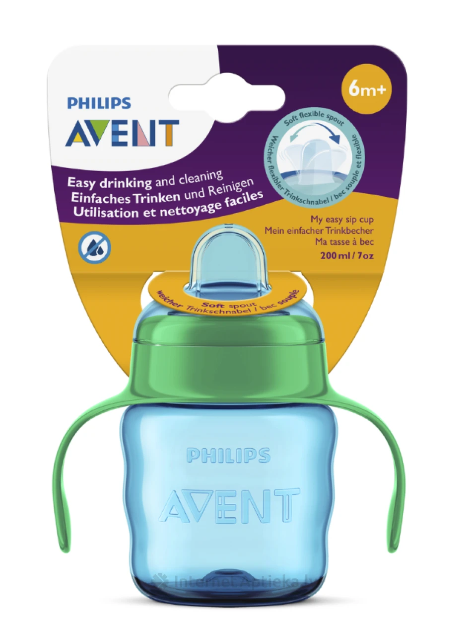 Philips Avent õppetass Easy Slip roheline silikoontilaga 6 kuud, 200 ml | internetaptieka.lv