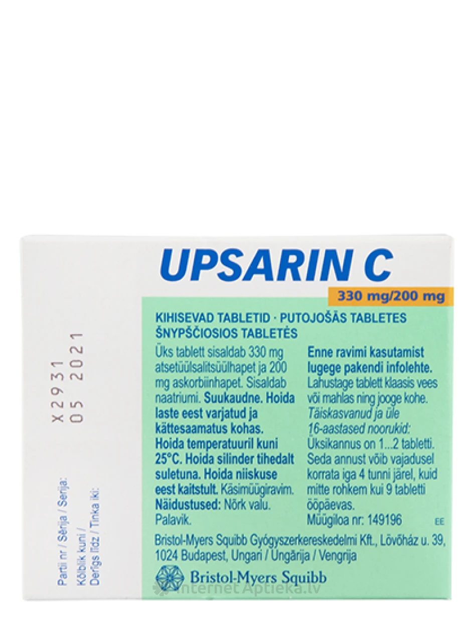 Upsarin UPSA-C, 20 lahustuvat tabletti | internetaptieka.lv