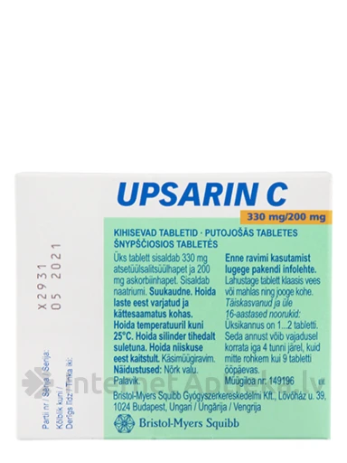 Upsarin UPSA-C, 20 lahustuvat tabletti | internetaptieka.lv