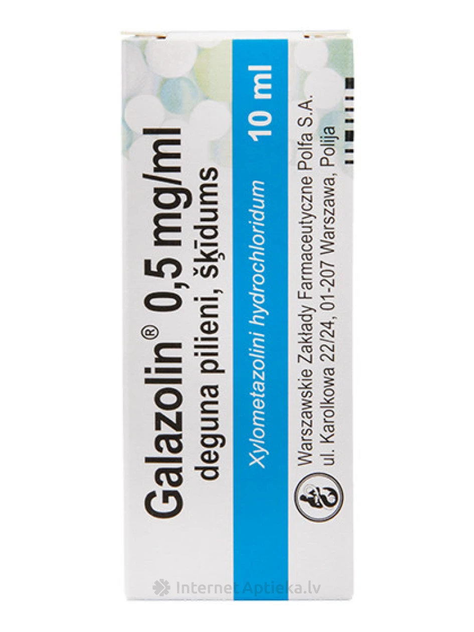 Galazolin капли в нос, раствор 0.5 мг / мл, 10 мл | internetaptieka.lv
