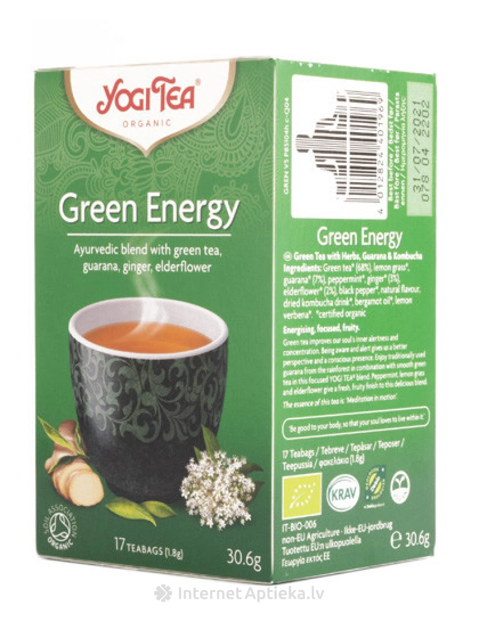 Tēja Yogi Green Energy, 30.6 g | internetaptieka.lv