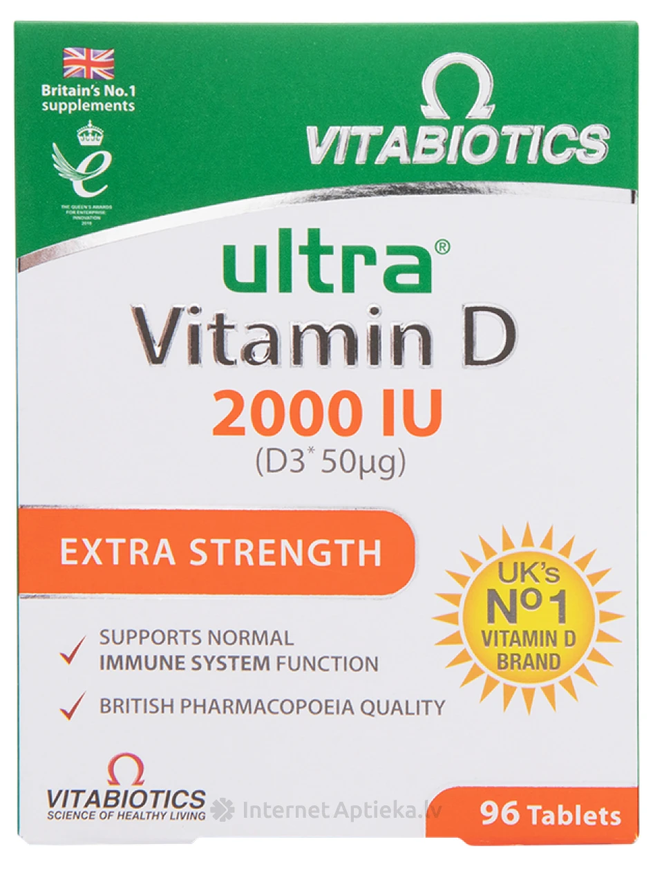 VITABIOTICS ultra Vitamin D 2000 SV, 96 tabletes | internetaptieka.lv