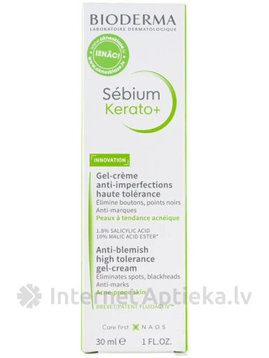 Bioderma Sebium Kerato+ гель против прыщей, 30 мл | internetaptieka.lv